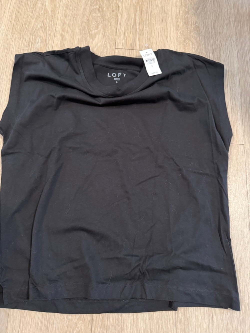 LOFT Black Sleeveless Crewneck Boxy Tank